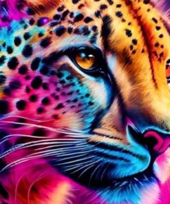 Cuadro Leopardo Colorido Diamond Painting