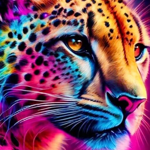 Cuadro Leopardo Colorido Diamond Painting