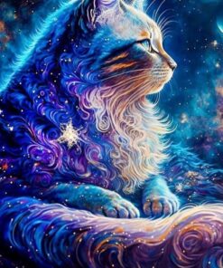 Cuadro Gato Noche Estrellas Diamond Painting