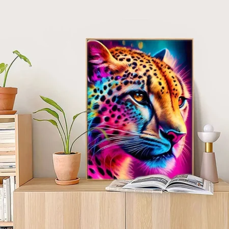 Cuadro Leopardo Colorido Diamond Painting