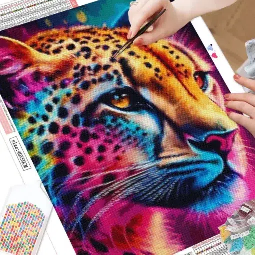 Cuadro Leopardo Colorido Diamond Painting