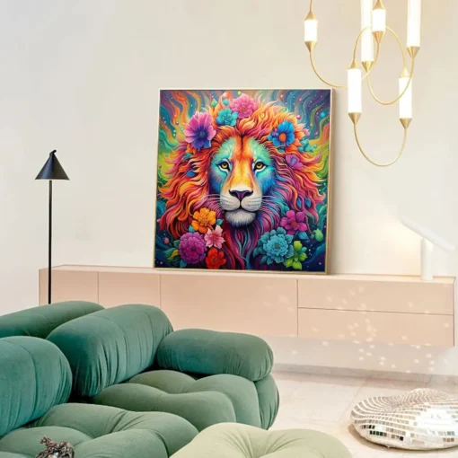 Cuadro León Florido Diamond Painting