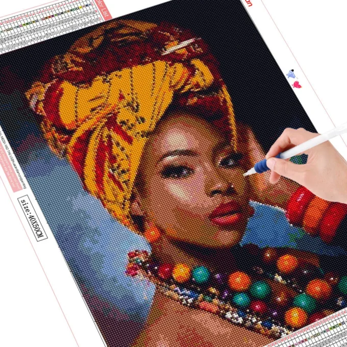 Cuadro Mujer Africana Diamond Painting 5D