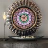 Reloj de pared artesanal con diseño de mandala de diamante y adornos de cuentas