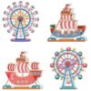 Punto De Diamante: ilustración colorida de noria y barcos piratas para accesibilidad y SEO