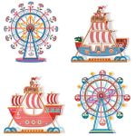 Punto De Diamante: ilustración colorida de noria y barcos piratas para accesibilidad y SEO
