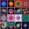 Punto De Diamante: collage de mandalas y fractales coloridos para accesibilidad