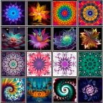 Punto De Diamante: collage de mandalas y fractales coloridos para accesibilidad
