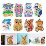 Conjunto de pegatinas de Punto De Diamante con animales coloridos y brillantes para pegar.