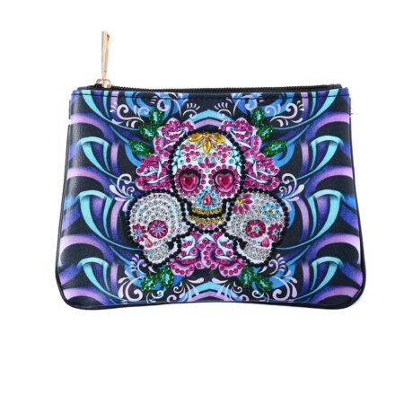 Monedero Pequeño Mujer Calaveras Arte de Diamantes 3D