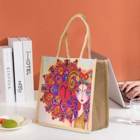 Bolsa de lino pintura con diamantes 5D