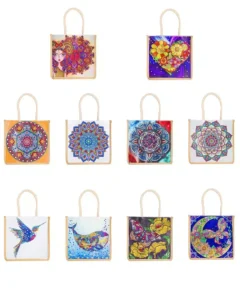 Bolsa de lino pintura con diamantes 5D