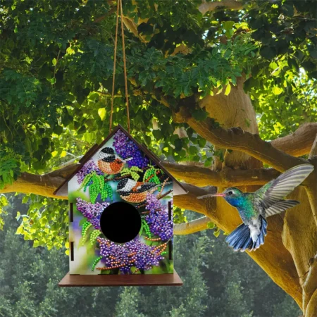 Casa Árbol de Pájaro Colibrí Punto de Cruz de Diamante