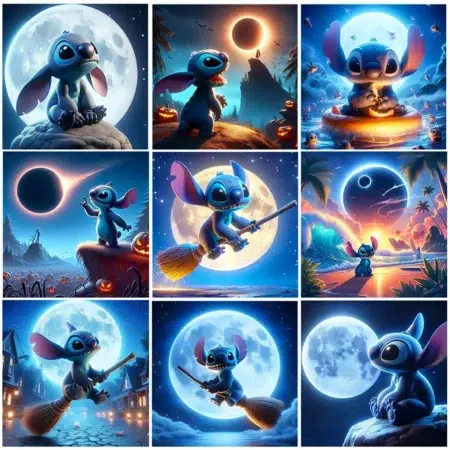 Cuadro Stitch en la Luna Diamond Painting