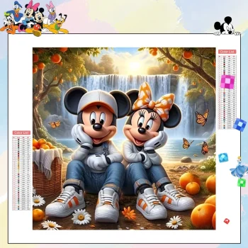 Cuadro Minnie y Mickey Mouse en el Río Diamond Painting