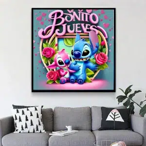 Cuadro Stitch y Ángel Arte Decorativo Hogar Diamond Painting