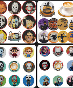 Posavasos Halloween Manualidades de Diamantes con Arte de Terror y Calabazas Fantasmales