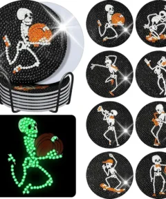 Posavasos Brillantes Calaveras Arte Diamantes Luminosos en Fiestas Decorativas