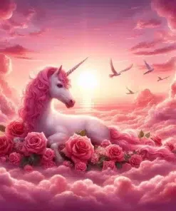 Cuadro Unicornio Rosas Diamond Painting