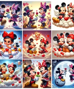 Pintura Diamantes 5D Mickey Minnie Románticos