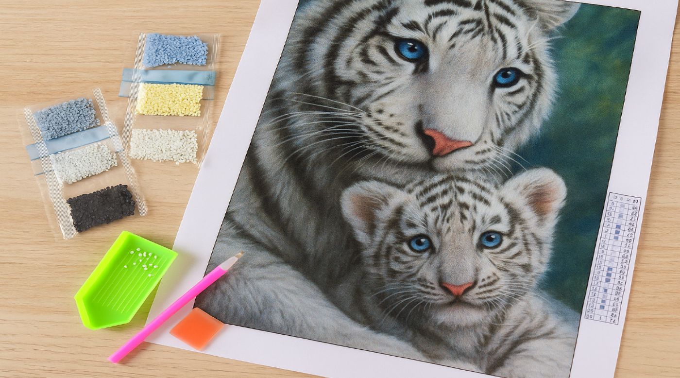 Guía esencial para crear tu Bebé Tigre Blanco Diamond Painting