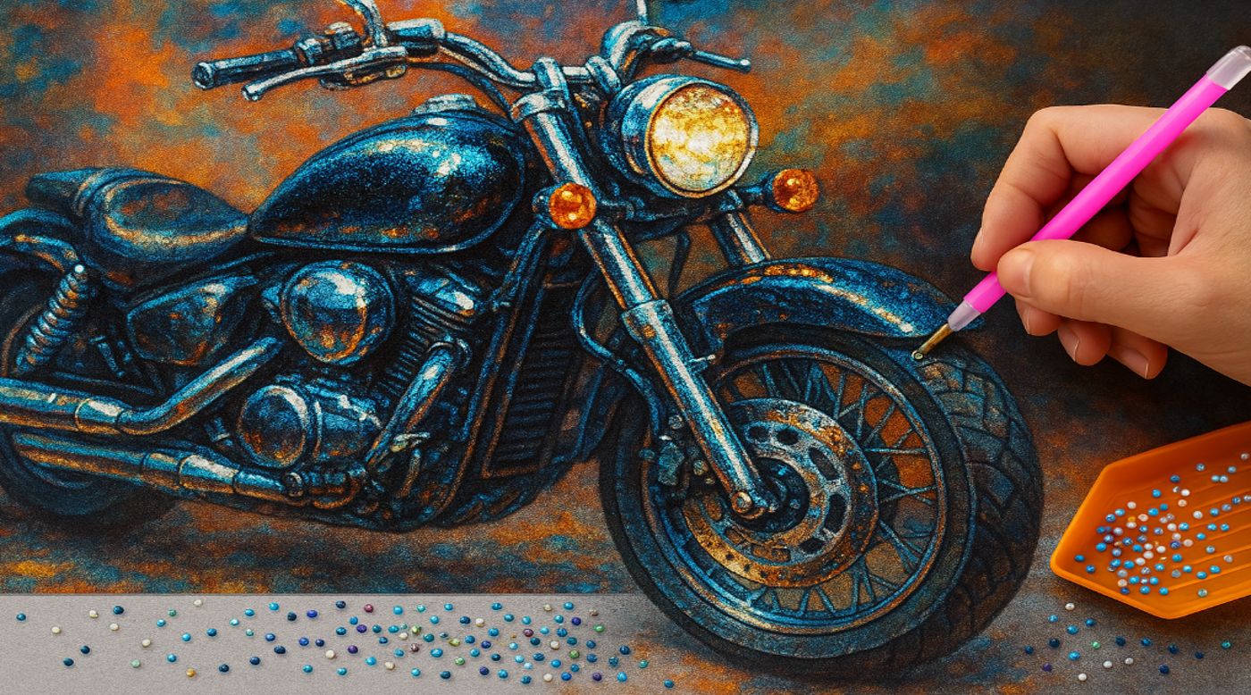Guía de pintura de diamantes Moto Negra