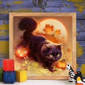 Gato de Halloween Bordado de Diamante 5D DIY