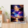 Cuadro Paisaje Luna y Cascada Pintura de diamantes