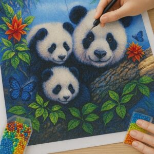 Cuadro Panda Punto de Cruz de Diamante