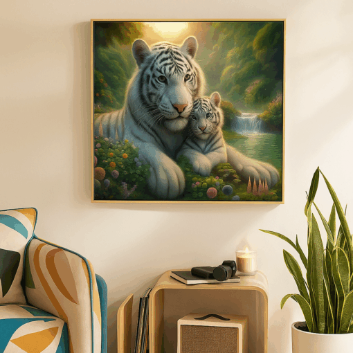 Cuadro Bebé Tigre Blanco Pintura Diamantes - Imagen 3