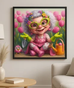 Cuadro Abuelita Caricaturesca Diamond Painting