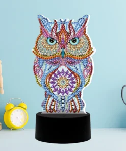 Lámpara LED Búho Místico Bordado Con Diamantes