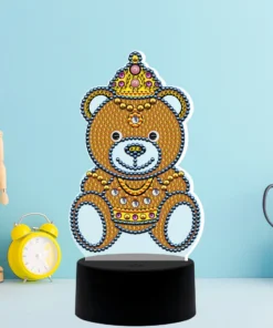 Lámpara Rey Oso Punto de Cruz de Diamantes