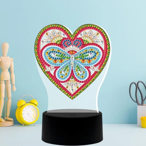 Lámpara Corazón Mágico 5D Pintura Diamante