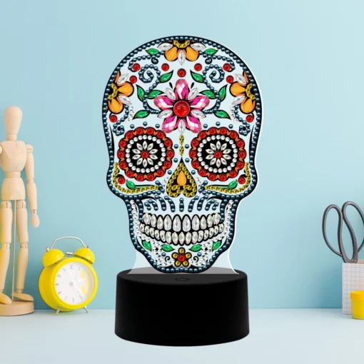 Lámpara LED Calavera Punto De Cruz De Diamante