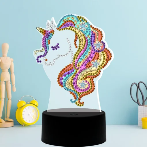 Lámpara de Unicornio Arcoíris Diamond Painting
