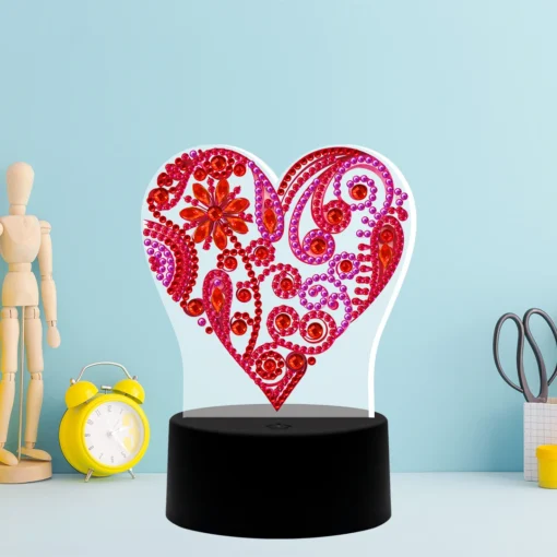 Corazón Brillante Lámpara LED Diamond Painting