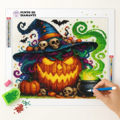 Cuadro Calabaza y Caldero Diamond Painting - Imagen 3