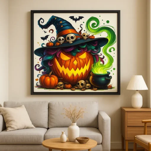 Cuadro Calabaza y Caldero Diamond Painting - Imagen 2