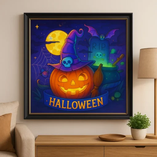 Cuadro Calabaza con Sombrero Diamond Painting - Imagen 3