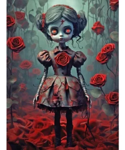 Cuadro Esqueleto Niña Terror Diamond Painting