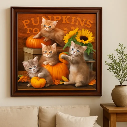 Cuadro Gatitos con Calabazas Diamond Painting - Imagen 3
