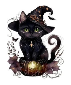 Cuadro Gato Negro y Sombrero Diamond Painting