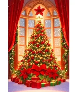 Cuadro Árbol de Navidad Pintura con Brillos