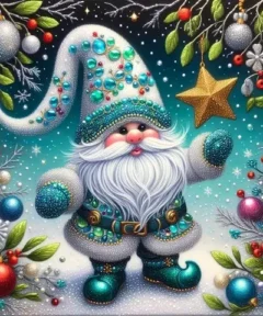 Cuadro Duende Estrella Dorada Bordado Adhesivo