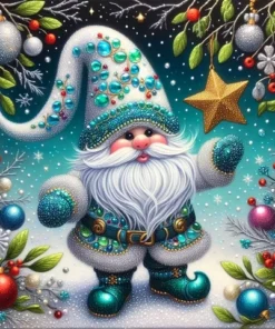 Cuadro Duende Estrella Dorada Bordado Adhesivo