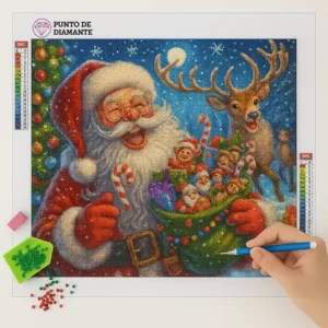 Cuadro Santa Claus con Regalos Bordado de Luz 48b199d41081e4373e1d44cf17bba80c 1