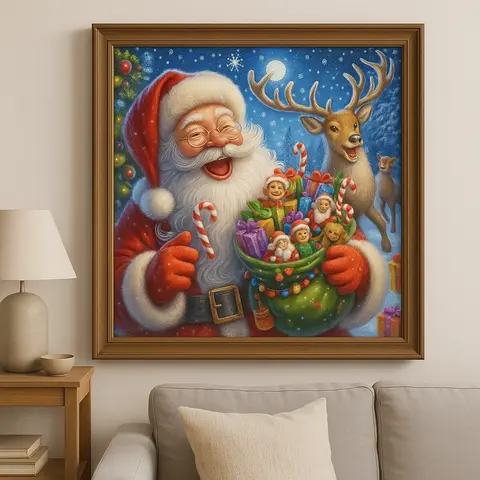 Cuadro Santa Claus con Regalos Bordado de Luz 48b199d41081e4373e1d44cf17bba80c 2