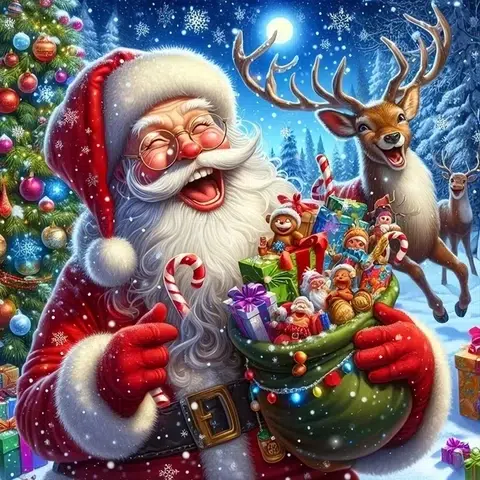Cuadro Santa Claus con Regalos Bordado de Luz Cuadro Santa Claus con Regalos Bordado de Luz