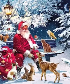 Cuadro Papá Noel Invernal Punto de Diamante